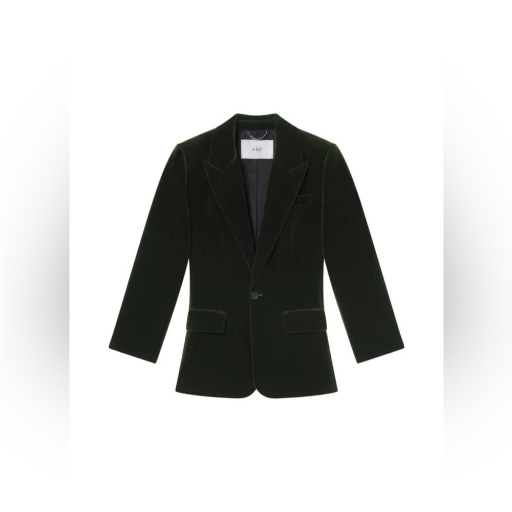 A.L.C $695 Ben Velvet Tailored Jacket Olive NWT - Picture 2 of 6